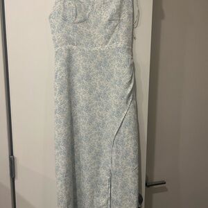 White Fox Boutique Light Blue Floral Midi Dress